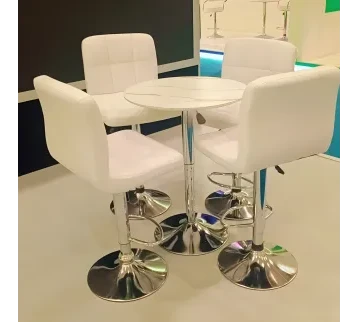 White Bar Table with 2 Elegant Bar Stools – Modern Stylish Set for Cafés, Restaurants, Events & Parties for rent | Estajer