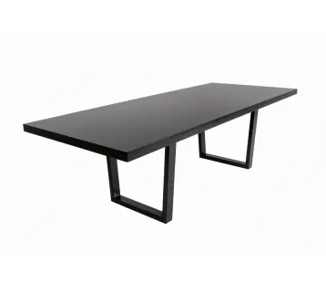 طاولة مودولار بيضاء بسطح واسع TGQBS– أرجل معدنية سوداء على شكل U للمناسبات والاجتماعات للإيجار | استأجر